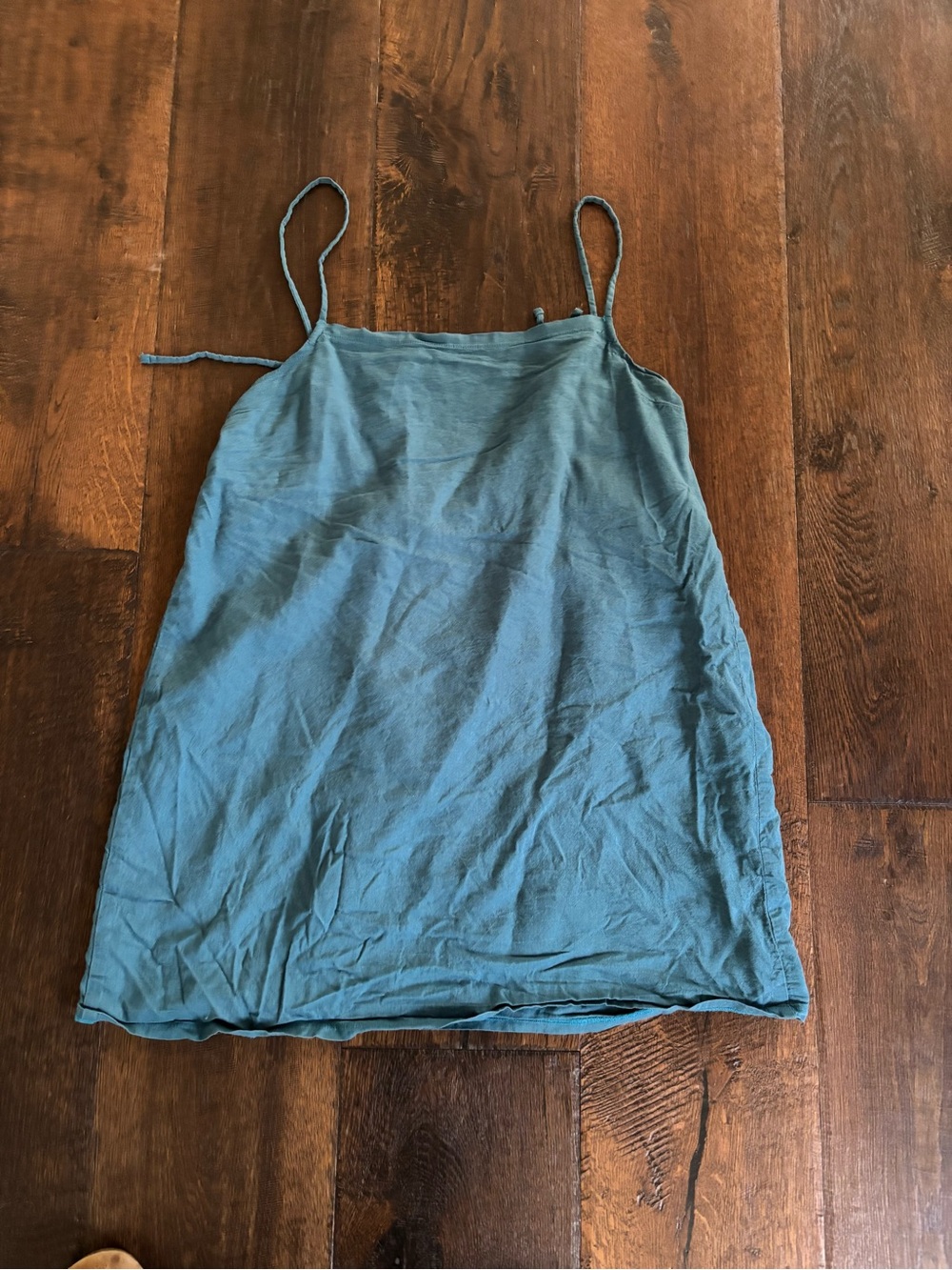 Vitamin A blue teal mini dress with adjustable tie straps elastic back size M